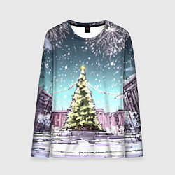Лонгслив мужской Москва - новогодний салют, цвет: 3D-принт