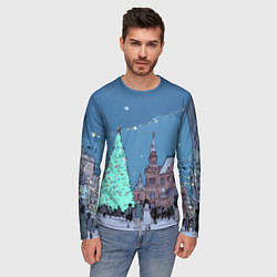 Лонгслив мужской Новогодняя елка в центре Москвы, цвет: 3D-принт — фото 2