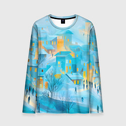 Лонгслив мужской Новогодние Московские домики, цвет: 3D-принт