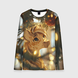 Лонгслив мужской Лошадка любуется елочным шаром, цвет: 3D-принт