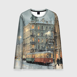 Лонгслив мужской Трамваи в зимнем Санкт-Петербурге, цвет: 3D-принт