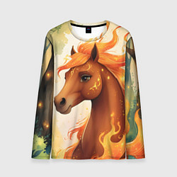 Лонгслив мужской Милая огненная лошадь, цвет: 3D-принт