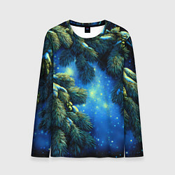Лонгслив мужской Новогодние ветки елки, цвет: 3D-принт