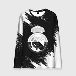 Лонгслив мужской Реал Мадрид черно белые краски, цвет: 3D-принт