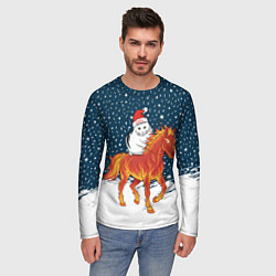 Лонгслив мужской Кот Бендер и огненный конь - 2026, цвет: 3D-принт — фото 2