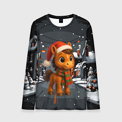 Лонгслив мужской Новогодняя лошадка 2026 год, цвет: 3D-принт