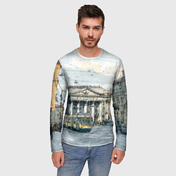 Лонгслив мужской Зимняя улица Санкт-Петербурга, цвет: 3D-принт — фото 2