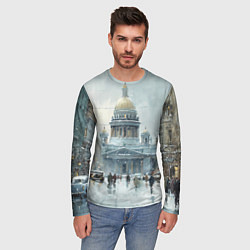 Лонгслив мужской Санкт-Петербург зимний пейзаж, цвет: 3D-принт — фото 2