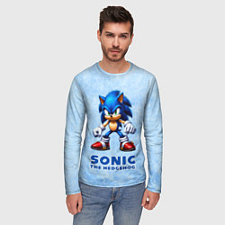 Лонгслив мужской Sonic - синий ёж, цвет: 3D-принт — фото 2
