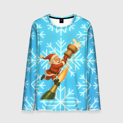 Мужской лонгслив Санта летит на пробке шампанского