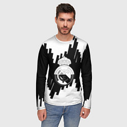 Лонгслив мужской Реал Мадрид белая геометрия, цвет: 3D-принт — фото 2