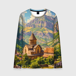 Лонгслив мужской Горный покой: храм среди облаков, цвет: 3D-принт