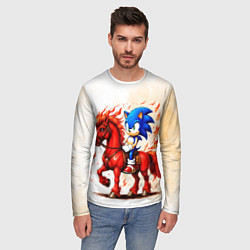 Лонгслив мужской Соник верхом на коне, цвет: 3D-принт — фото 2