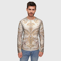 Лонгслив мужской Перламутровый орнамент с перьями, цвет: 3D-принт — фото 2