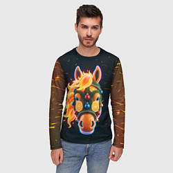 Лонгслив мужской Новогодняя мандариновая лошадь, цвет: 3D-принт — фото 2