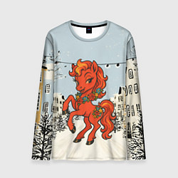 Лонгслив мужской Красная кокетливая лошадка 2026, цвет: 3D-принт