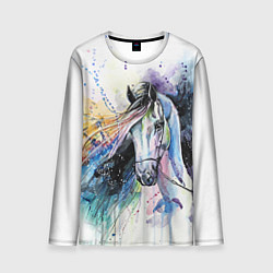 Лонгслив мужской Акварельная лошадь, цвет: 3D-принт