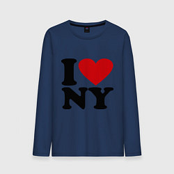 Лонгслив хлопковый мужской I love NY, цвет: тёмно-синий