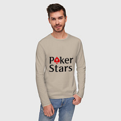 Лонгслив хлопковый мужской Poker Stars, цвет: миндальный — фото 2