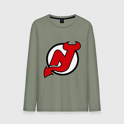 Лонгслив хлопковый мужской New Jersey Devils, цвет: авокадо