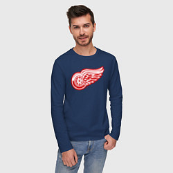 Лонгслив хлопковый мужской Detroit Red Wings, цвет: тёмно-синий — фото 2