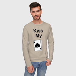 Лонгслив хлопковый мужской Kiss my card, цвет: миндальный — фото 2