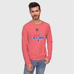 Лонгслив хлопковый мужской Washington Capitals: Ovechkin 8, цвет: коралловый — фото 2