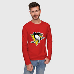 Лонгслив хлопковый мужской Pittsburgh Penguins: Malkin 71, цвет: красный — фото 2