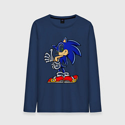 Лонгслив хлопковый мужской Sonic, цвет: тёмно-синий