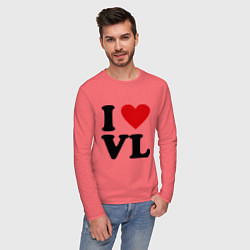 Лонгслив хлопковый мужской I love VL, цвет: коралловый — фото 2