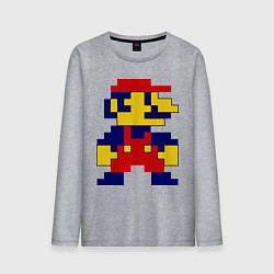 Лонгслив хлопковый мужской Pixel Mario цвета меланж — фото 1