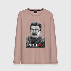 Лонгслив хлопковый мужской Stalin: Style in, цвет: пыльно-розовый