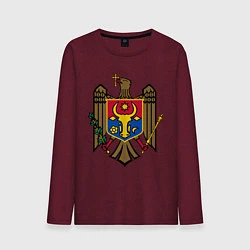 Лонгслив хлопковый мужской Молдавия герб, цвет: меланж-бордовый
