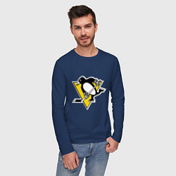 Лонгслив хлопковый мужской Pittsburgh Penguins, цвет: тёмно-синий — фото 2
