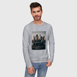 Лонгслив хлопковый мужской Moscow City, цвет: меланж — фото 2