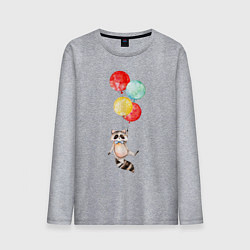 Лонгслив хлопковый мужской Енот на шариках, цвет: меланж