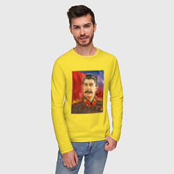 Лонгслив хлопковый мужской Сталин: полигоны цвета желтый — фото 2