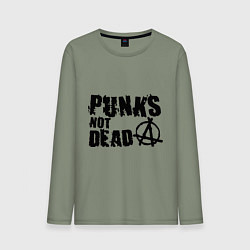 Лонгслив хлопковый мужской Punks not dead, цвет: авокадо