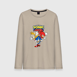 Лонгслив хлопковый мужской Sonic Mania, цвет: миндальный