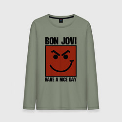 Лонгслив хлопковый мужской Bon Jovi: Have a nice day, цвет: авокадо