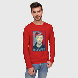 Лонгслив хлопковый мужской Bowie Poster, цвет: красный — фото 2