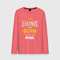Лонгслив хлопковый мужской Legends are born in april, цвет: коралловый