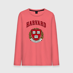 Лонгслив хлопковый мужской Harvard university, цвет: коралловый