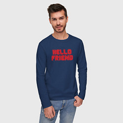 Лонгслив хлопковый мужской Hello Friend, цвет: тёмно-синий — фото 2
