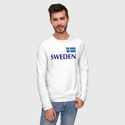 Лонгслив хлопковый мужской Сборная Швеции: 10 номер, цвет: белый — фото 2