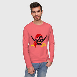 Лонгслив хлопковый мужской Пиратская футболка, цвет: коралловый — фото 2
