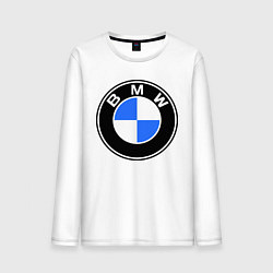 Лонгслив хлопковый мужской Logo BMW, цвет: белый