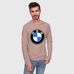 Лонгслив хлопковый мужской Logo BMW, цвет: пыльно-розовый — фото 2