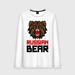 Лонгслив хлопковый мужской Russian Bear, цвет: белый