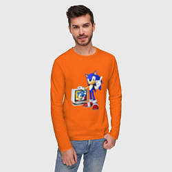 Лонгслив хлопковый мужской Sonic TV цвета оранжевый — фото 2